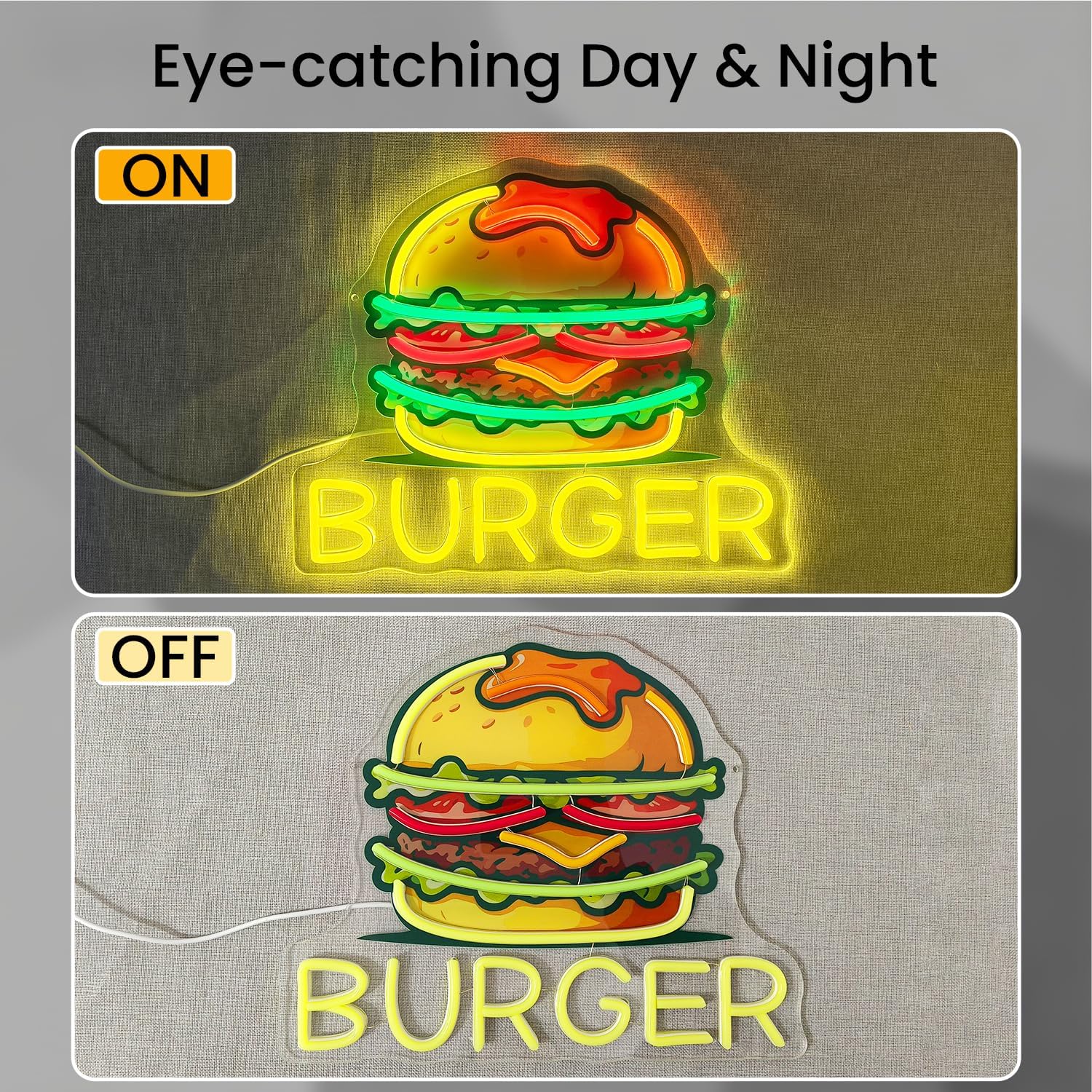 Burger Neon Sign, LED Hamburge - Outdoor Kitchen Power review and price