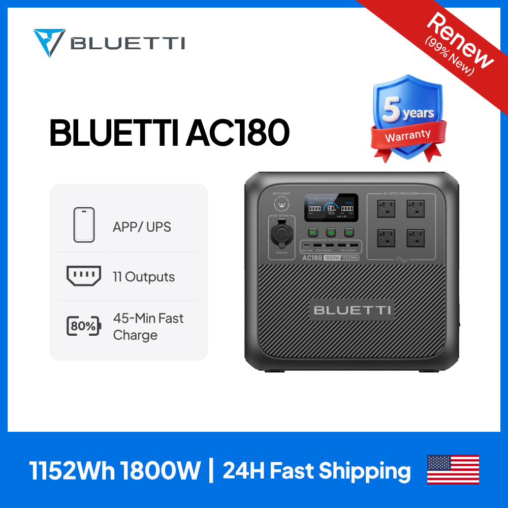 【RENEW】BLUETTI AC180 Solar Por - Outdoor Power Inverter review and price