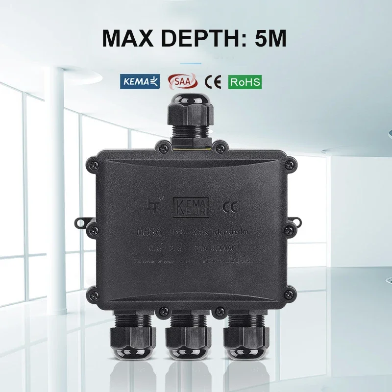 4Way 1In3Out IP68 Waterproof 4 - Outdoor Power Cable Junction Box review and price
