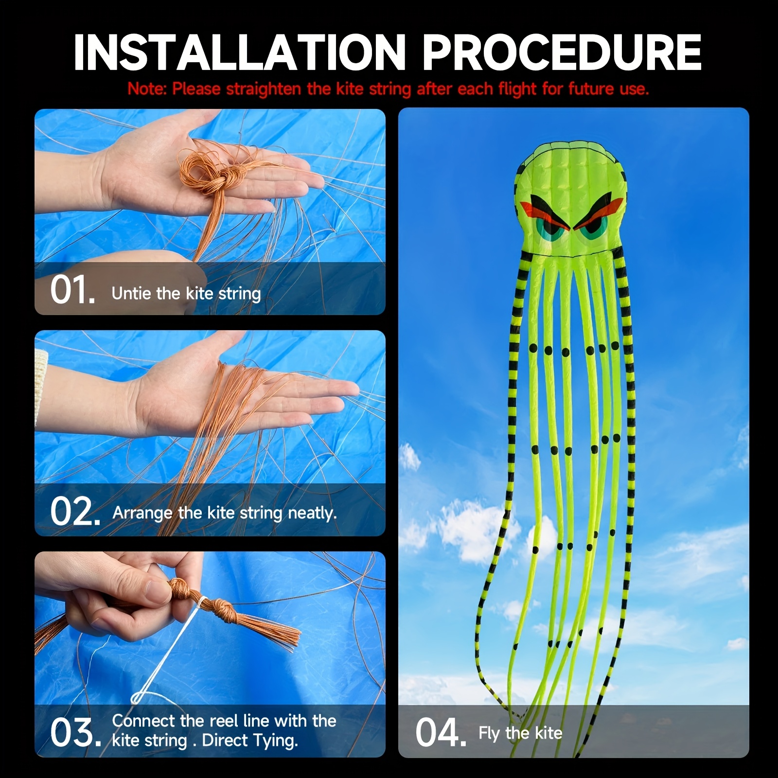 3D 8-meter Octopus Kite Large  - Outdoor Power Reel review and price
