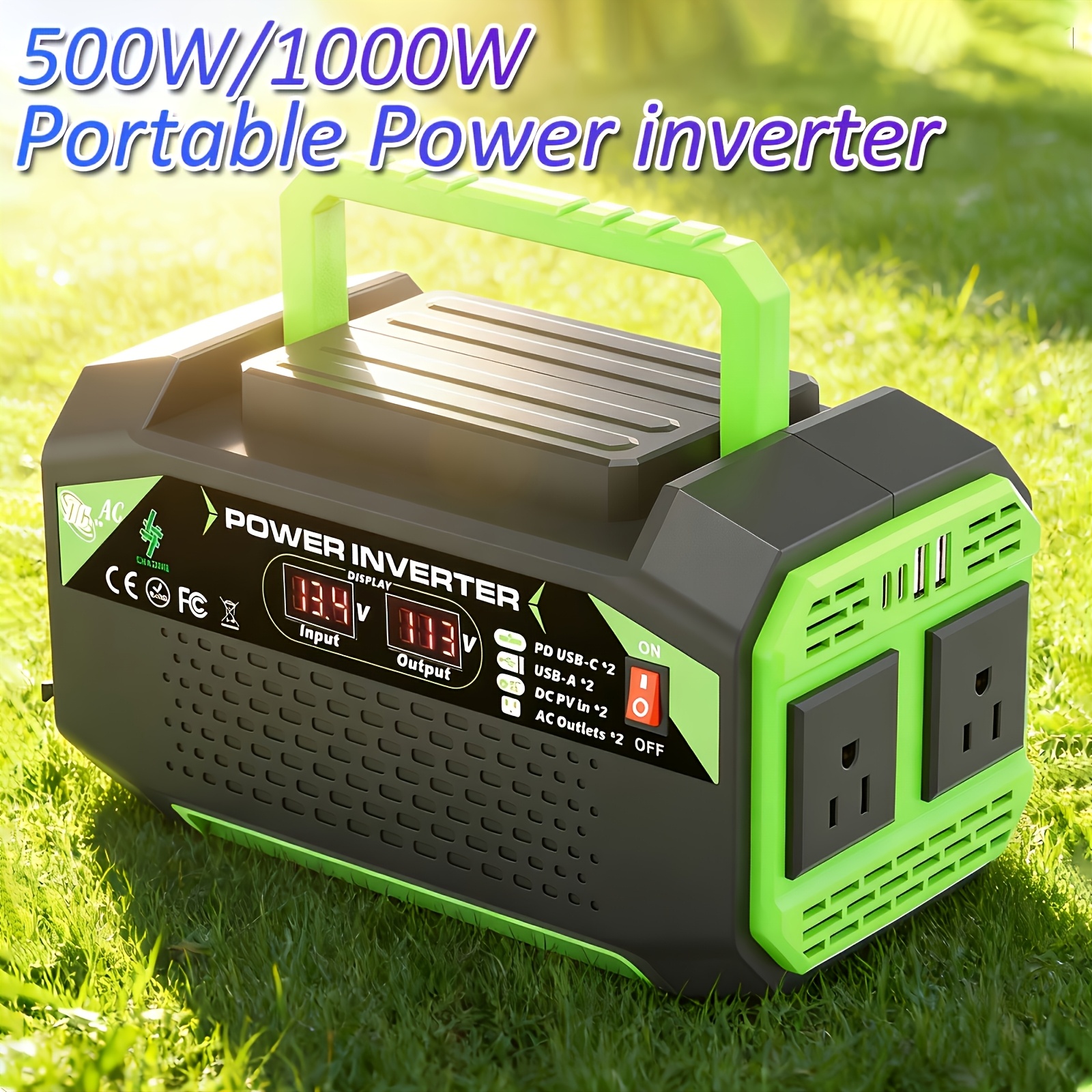 1pc 1000W/500W Portable Power  - Outdoor Power Inverter review and price