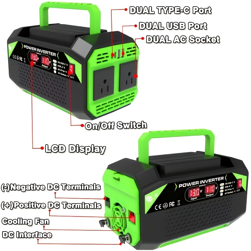 1pc 1000W/500W Portable Power  - Outdoor Power Inverter review and price